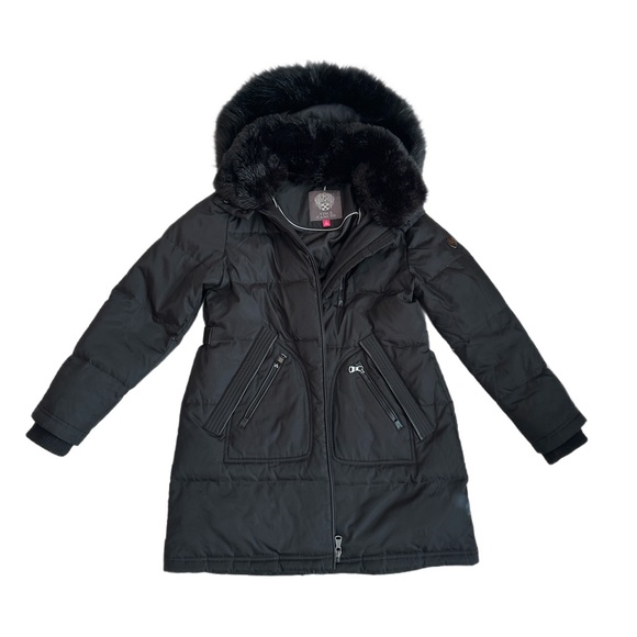#15 VINCE CAMUTO ~ Long Black Puffer Jacket with Faux Fur Collar and Hood size L - Picture 8 of 12
